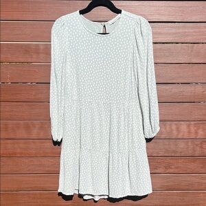 Elegant Mint Green Baby Doll Polka Dot Dress